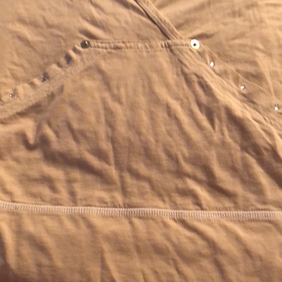 One Life size XL tan tee mock wrap sleeveless hooded tee shirt - Picture 3 of 10